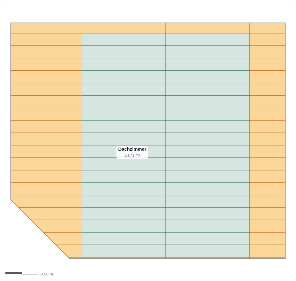 Verlegeplan: Dachzimmer mit Schräge