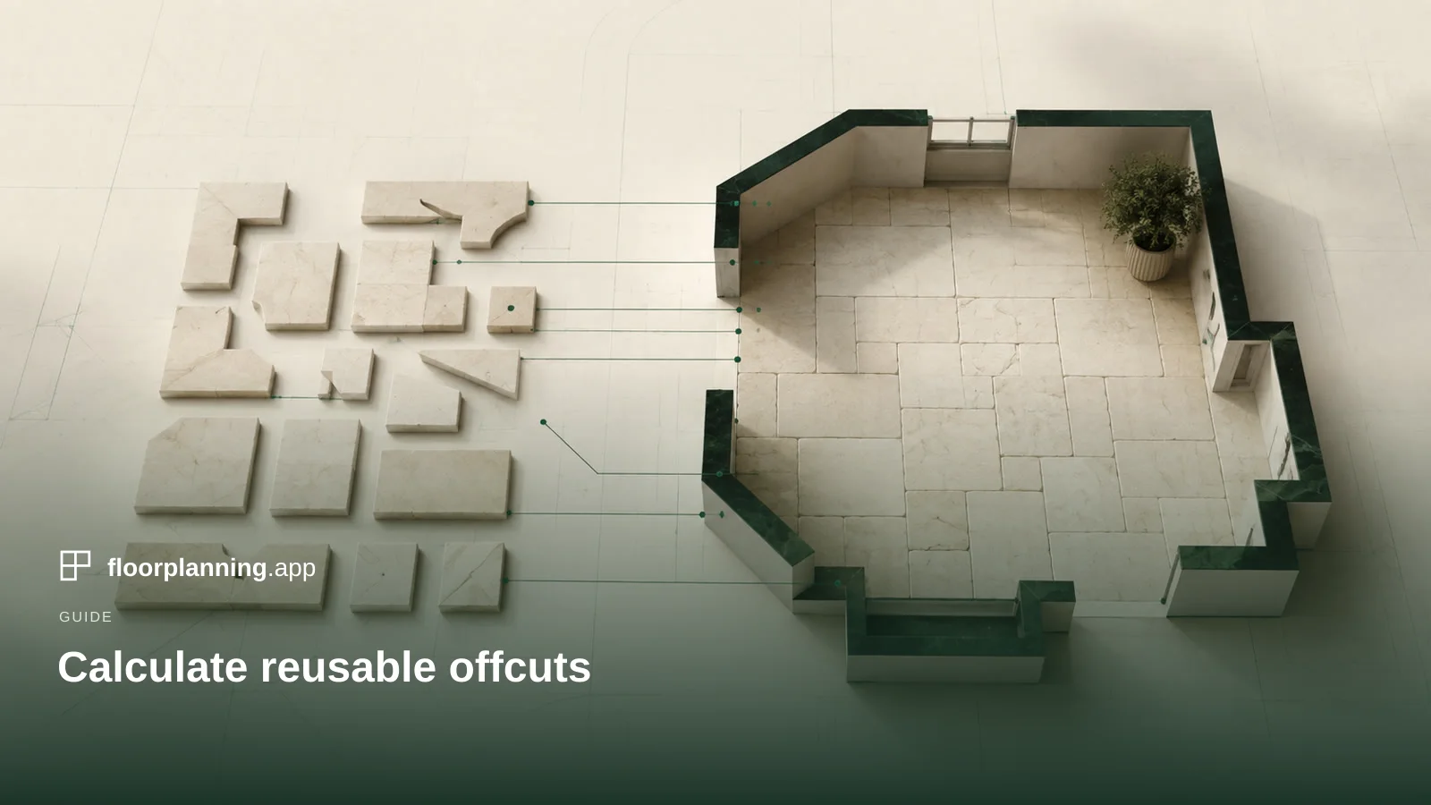 Calculate offcuts when laying tiles