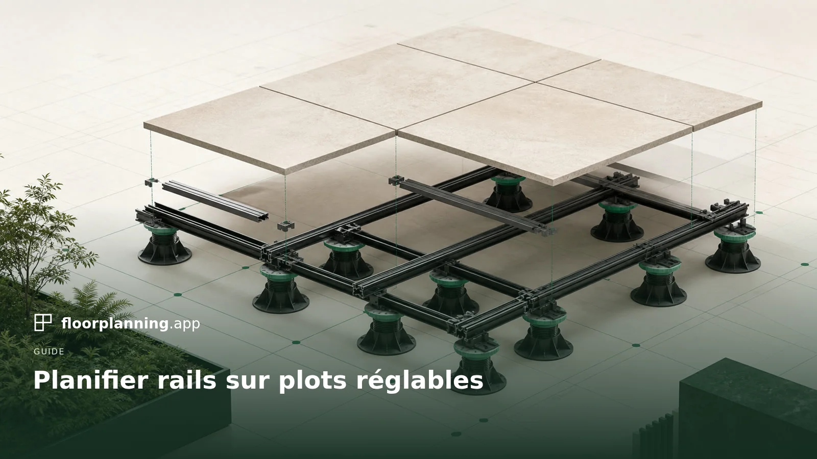 Planifier un système de rails sur plots réglables : espacement, direction et matériaux