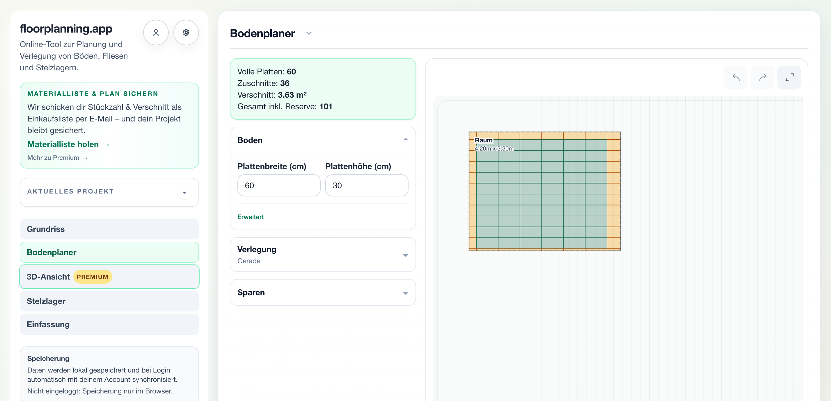 Calculate offcuts when laying tiles