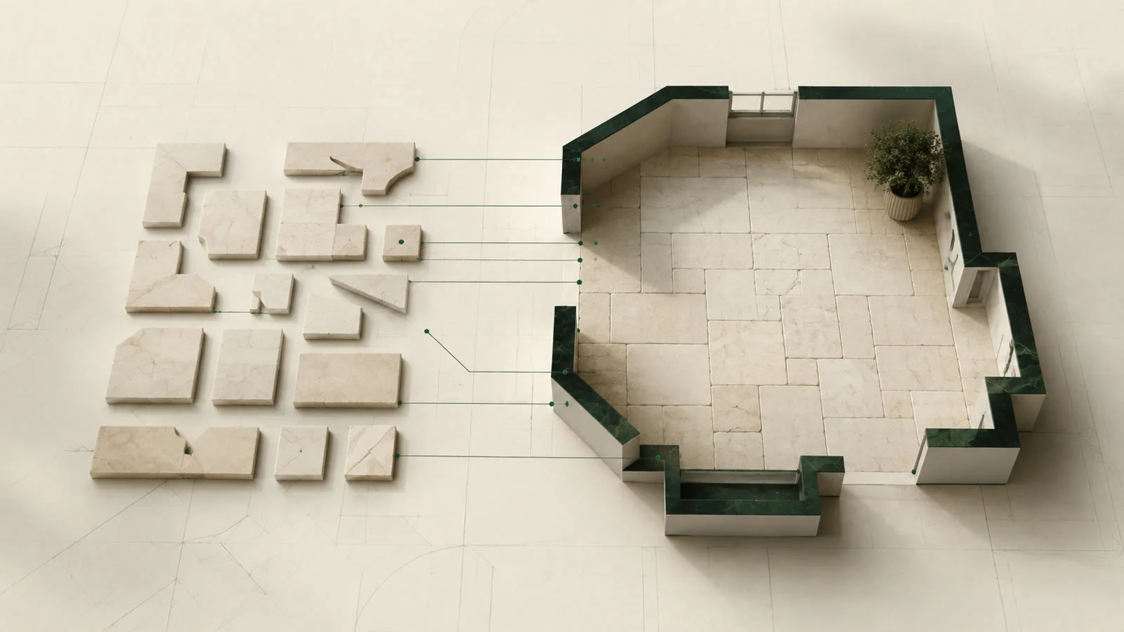 Calculer les chutes de carrelage