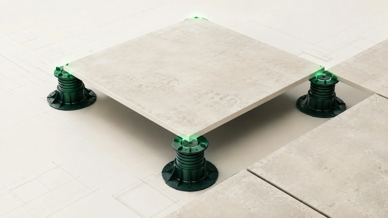 Quantos suportes reguláveis por placa de terraço?